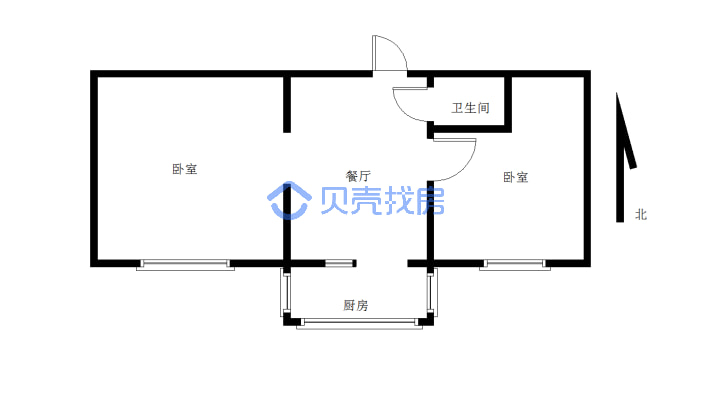 铁北小区，3楼。两室两厅一卫。简单装修。-户型图