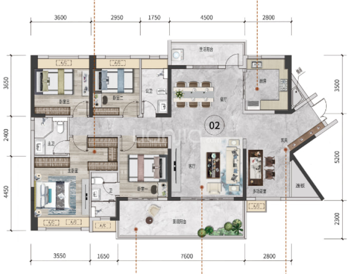 翔顺筠州小镇花园--建面 171.97m²