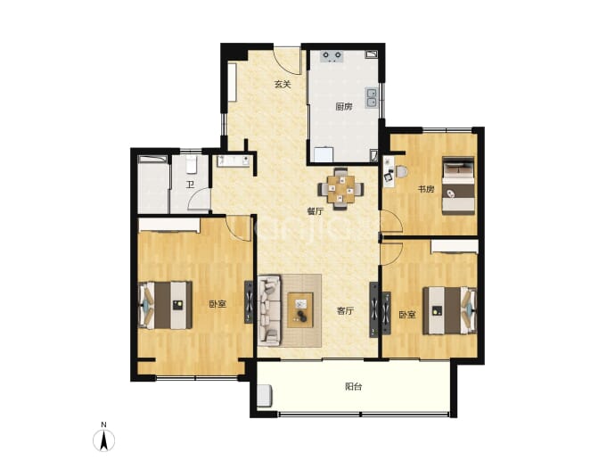 四季都会--建面 90m²