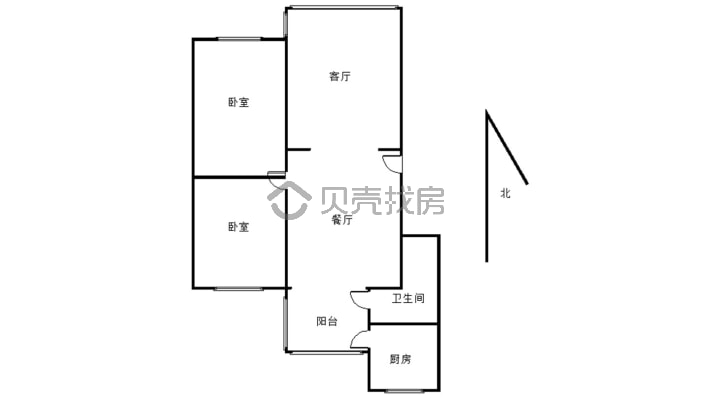 城北文艺巷小区房，中间楼层，两室简装修，可拎包入住-户型图