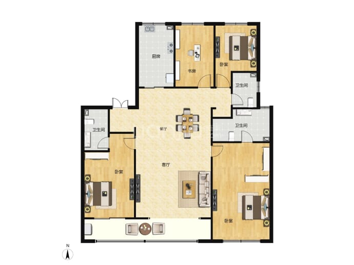 明湖·壹品4室2厅3卫户型图