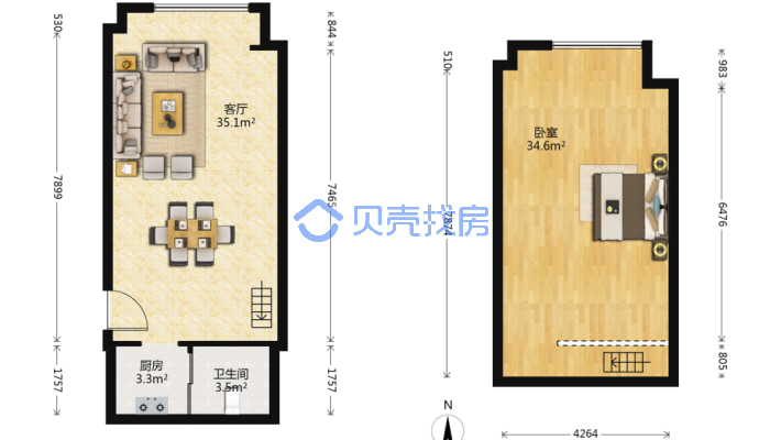 房子是四十年产权收租金比存银行划算-户型图