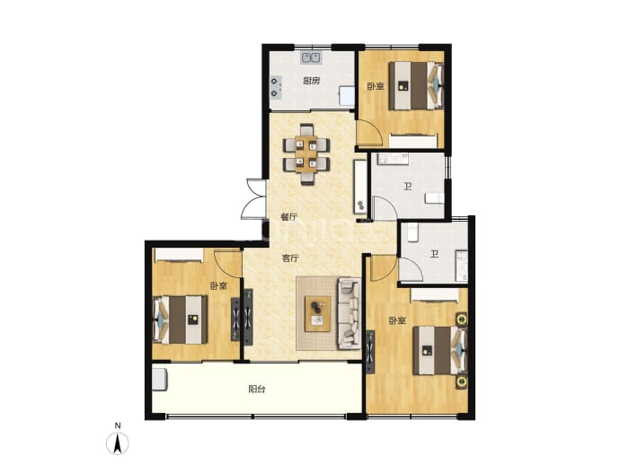 鸿升春风里--建面 127m²