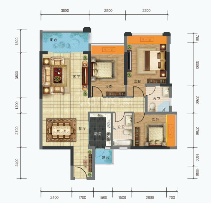 天宝豪园--建面 104.79m²