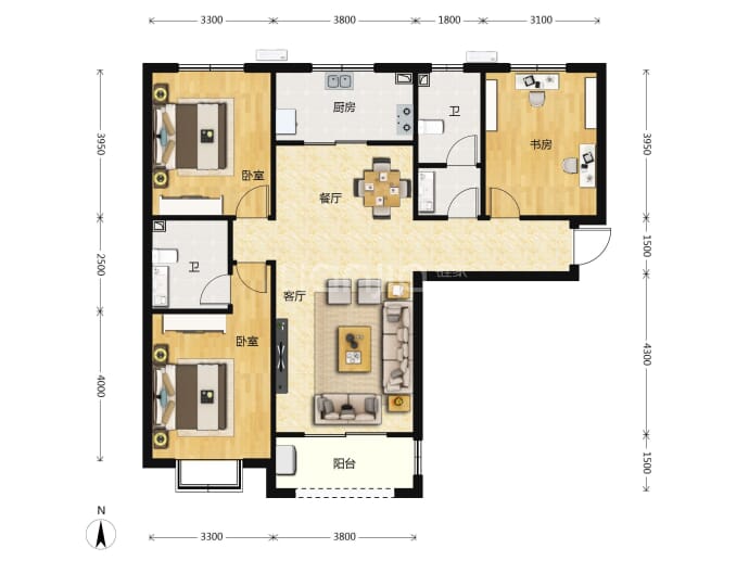 盛紫中央公园--建面 127.22m²