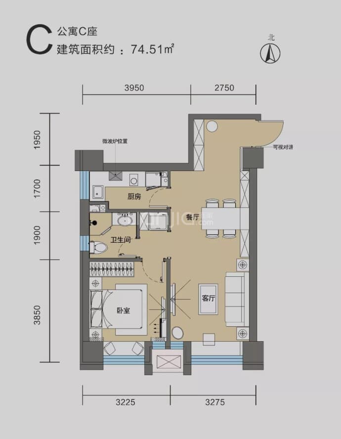 厚德中央锦城--建面 74.51m²