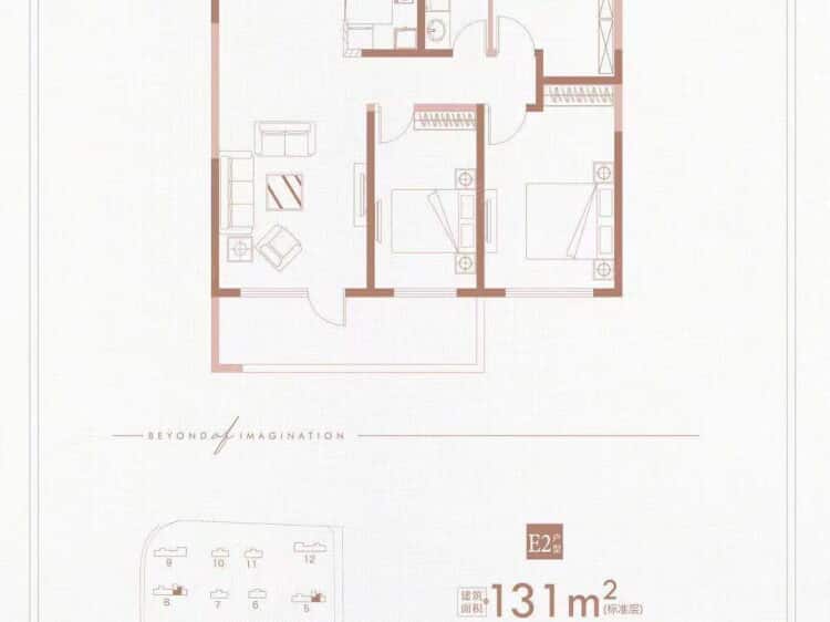 山海大象德济万家3室2厅1卫户型图
