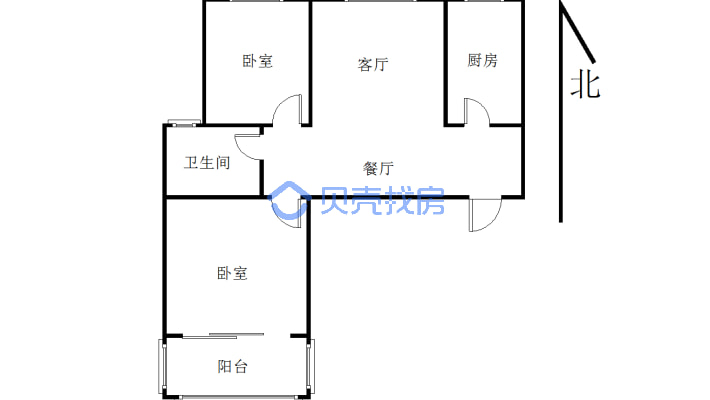 滨海名都三期电梯房两室边户，纯毛坯随意装修-户型图