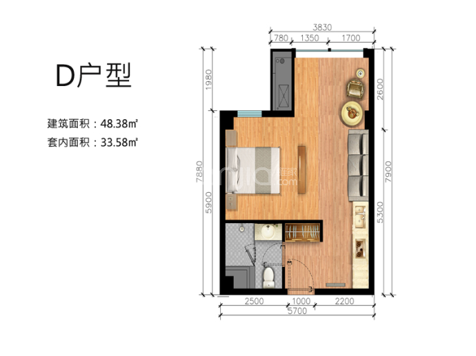 大理悦山海--建面 48.38m²