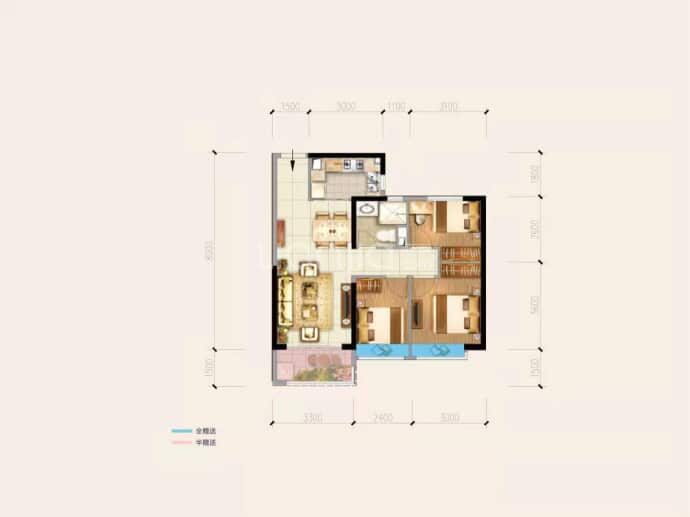 陕西恒大国际健康城--建面 92m²