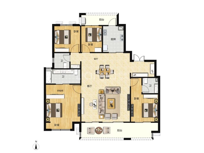 铁建投城发·龙城4室2厅3卫户型图