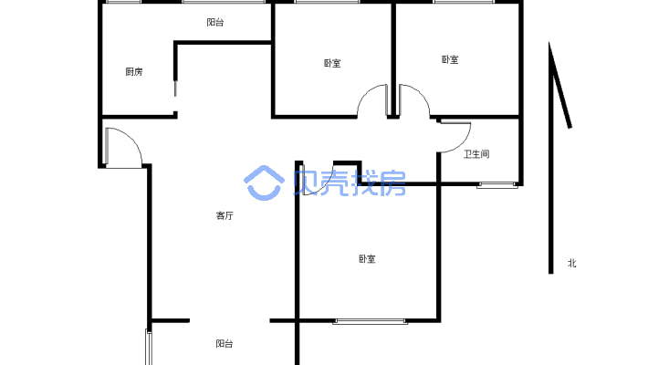 滨江奥斯卡 3室2厅 南-户型图