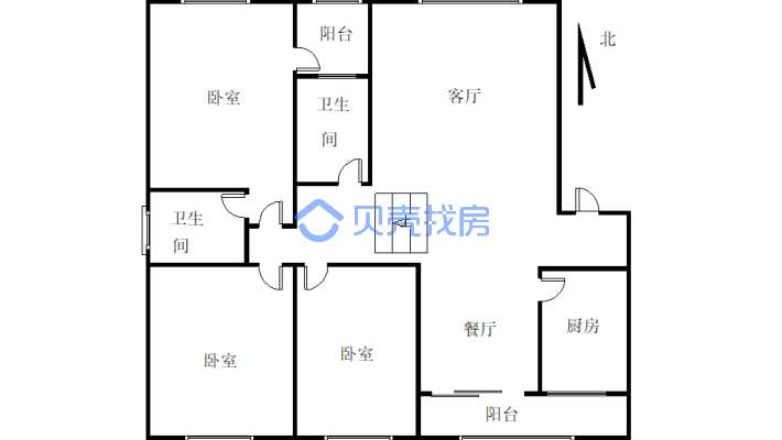 滨江花园 3室2厅 北-户型图