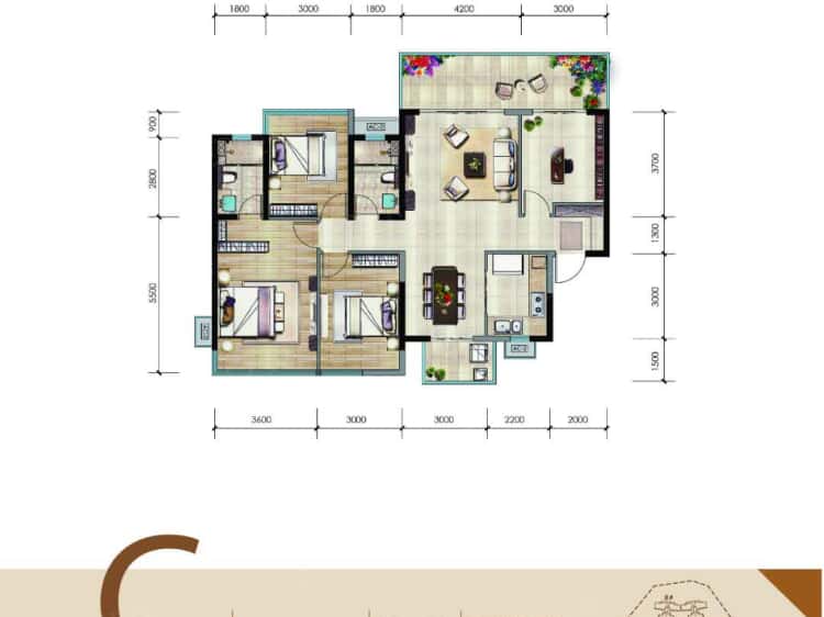 绿地城4室2厅2卫户型图
