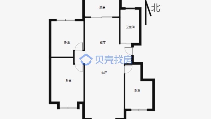 钻石花苑 3室2厅 南 北-户型图