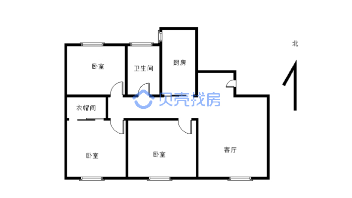 中间楼层，小税，无捆绑，精装修，三居室，南北通透-户型图