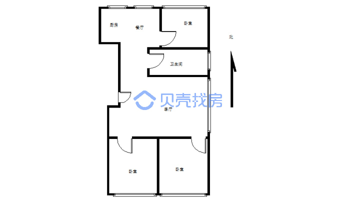 边户三室，明室明厅，视野宽阔，楼层好，采光充足。-户型图