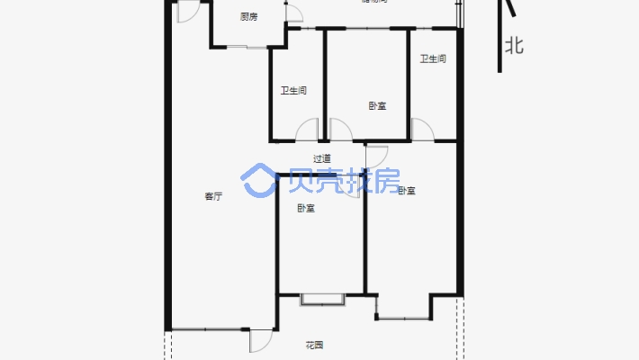 北京路 地铁边 新天润21年房子 1楼花园  南北通透-户型图