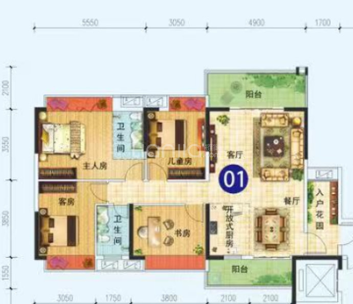 景峰家园4室2厅2卫户型图