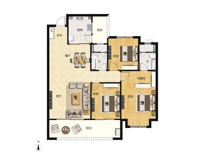 世茂璀璨风华--建面 126m²