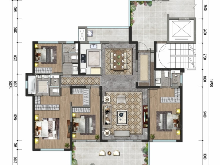 中化润达丰滨江樾城4室2厅3卫户型图