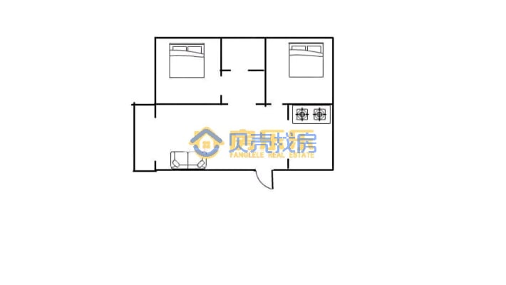 天惠爱丁堡公馆简装两室，楼层好，采光足。-户型图