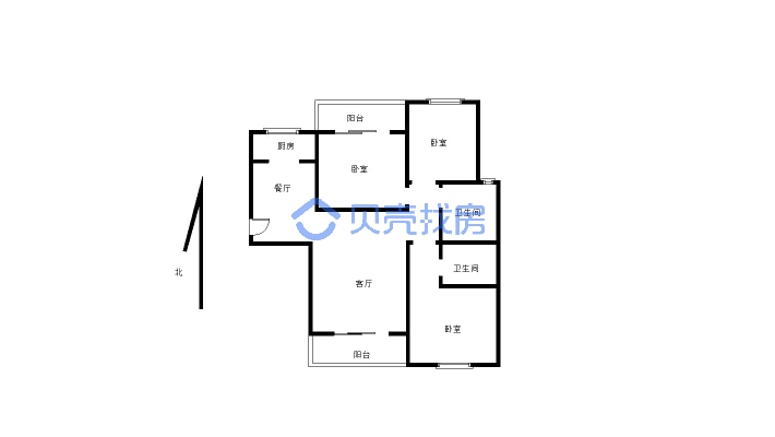 海林哈根城毛坯房三室，看房方便-户型图