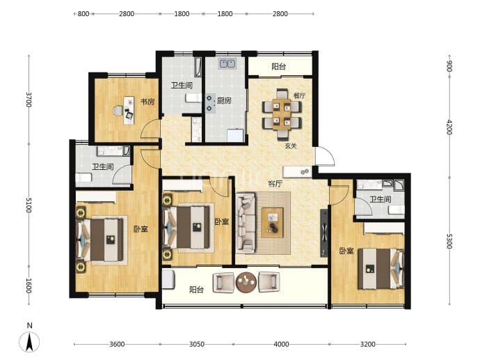 鸿翔天誉府--建面 139m²
