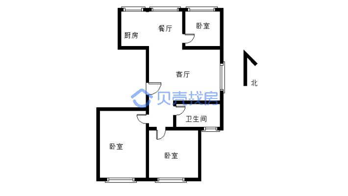 精装修 独立三居室 不挡光 位置好-户型图