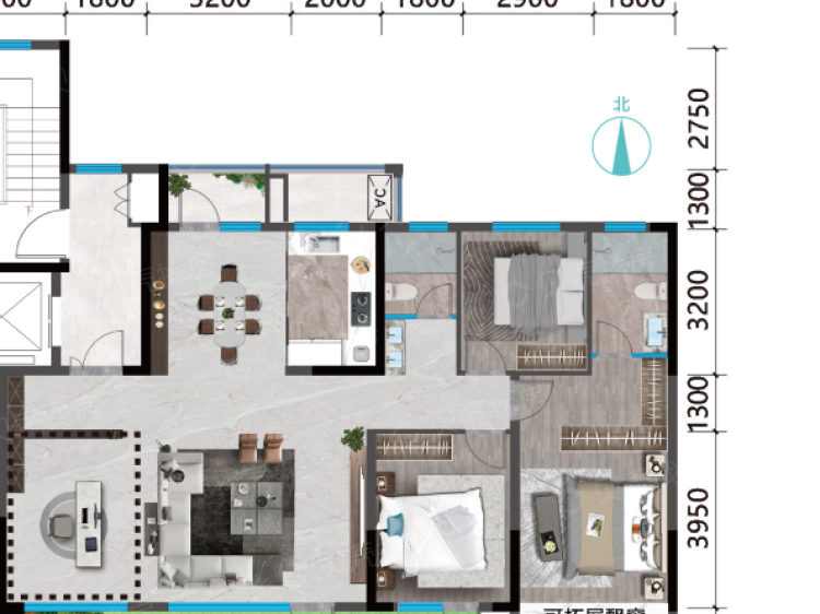 金域璞樾3室2厅2卫户型图