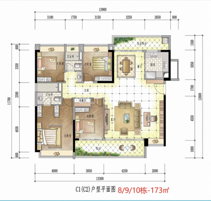 九洲保利天和三期--建面 173m²