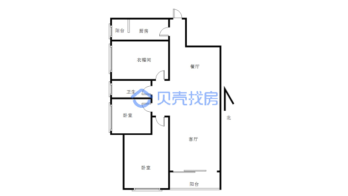 景观桥旁精装大三房粼峰逸景户型方正-户型图