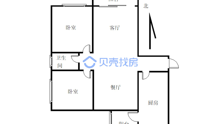 两室两厅清水房，户型方正，楼层适中-户型图