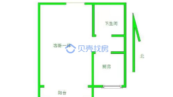 国茂·绿都皇城 1室0厅 南-户型图