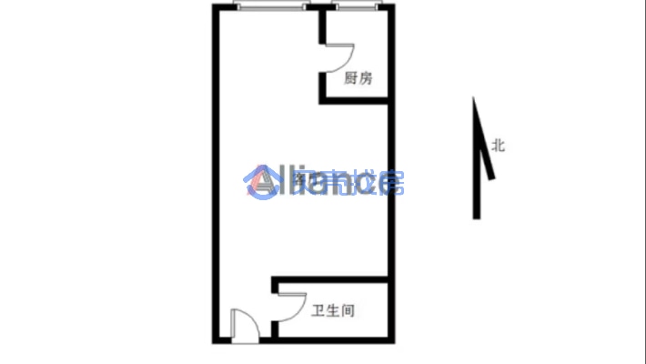 钻石广场 1室0厅 北-户型图