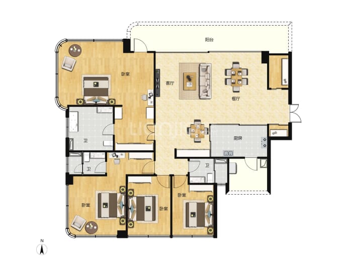 能建天誉府4室2厅3卫户型图