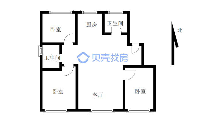 单价3000 三室 电梯中上层 看房预约-户型图