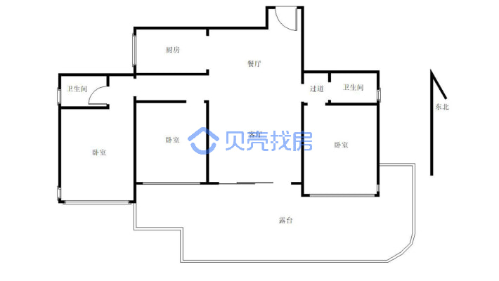 遂宁金融商业中心·莲韵 3室2厅 南 北-户型图