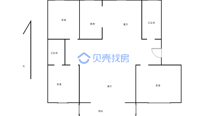 经典大三房 。  毛坯房。可随意装修-户型图