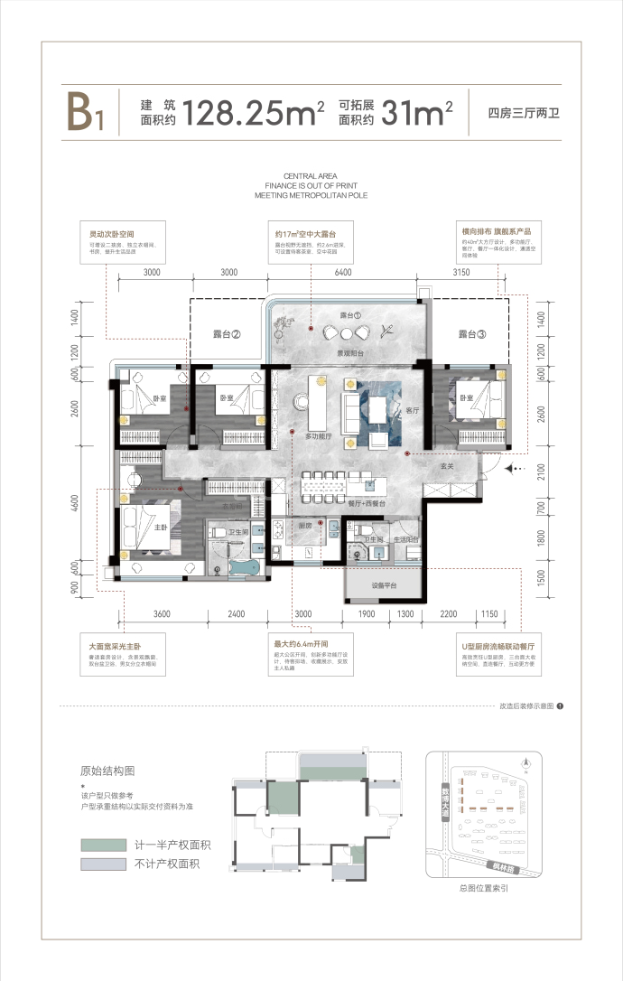 贵阳城投置业融翠--建面 128.25m²