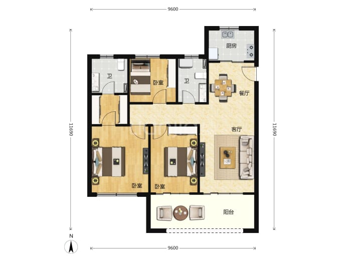 鑫源·珺府--建面 105m²