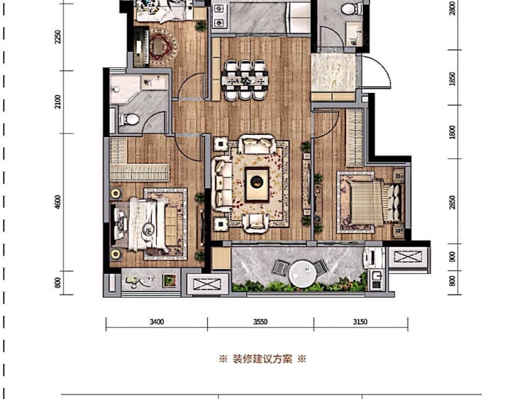 永川万科城3室2厅2卫户型图
