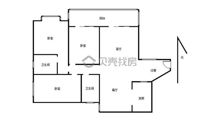 滨江河畔北区 3室2厅 北-户型图