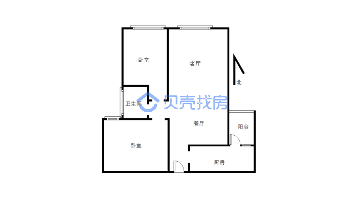长虹东城时代 2室2厅 南 西南-户型图
