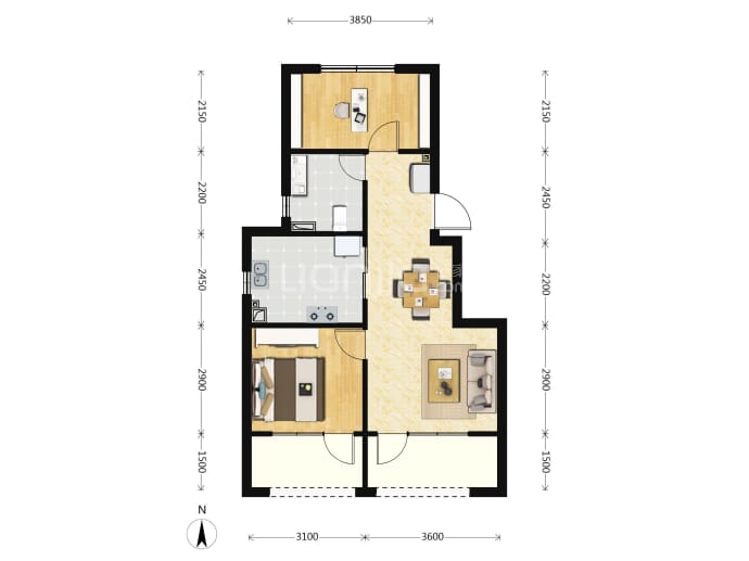 中建璞园2室2厅1卫户型图