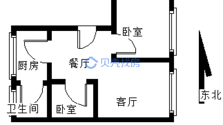 三江厂宿舍 2室2厅 东南 西南 东北-户型图