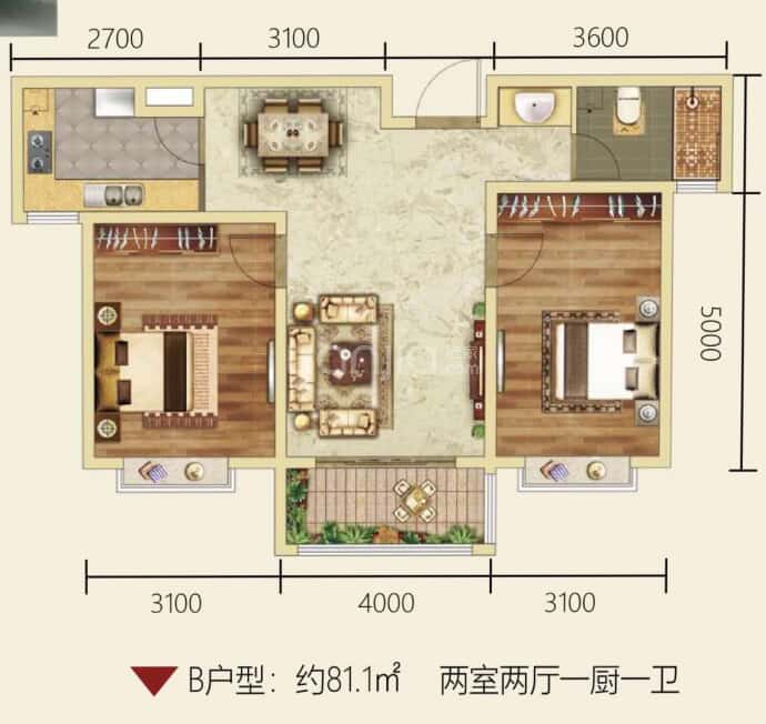 丽水山城住宅小区--建面 81.1m²