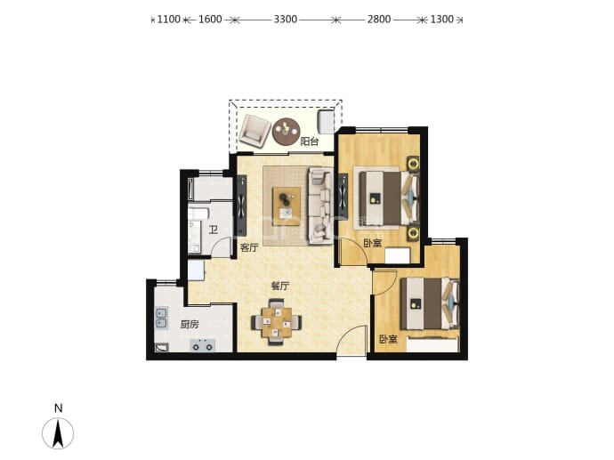 融佳华府--建面 68.45m²