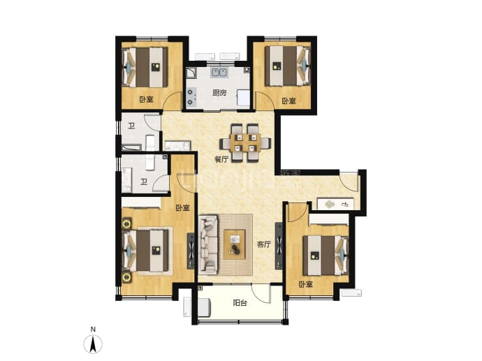 中梁明湖云璟--建面 132m²