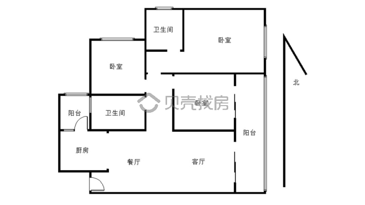 河东新区    新房   套三双卫  户型方正  小高层-户型图